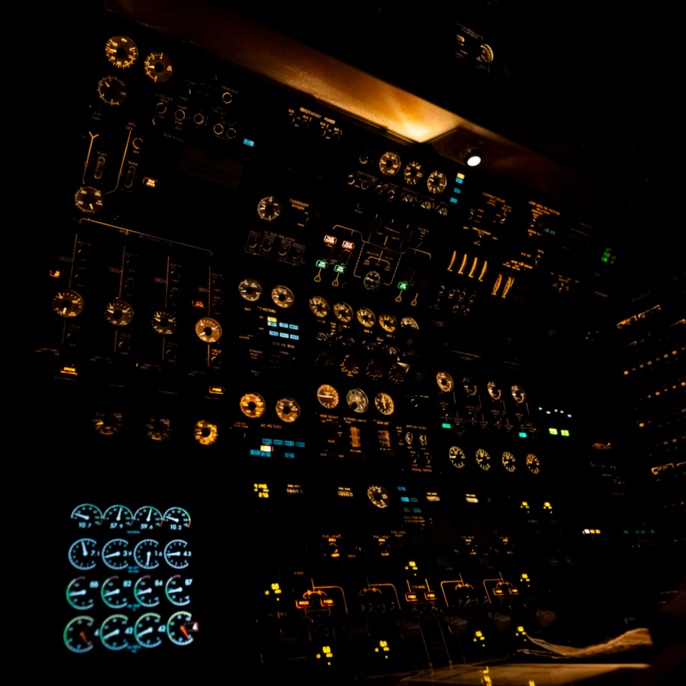 Im Cockpit während des Flugs