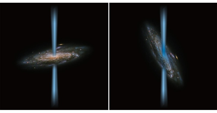  Künstlerische Darstellung von dem Jet eines „normalen“ aktiven Schwarzen Lochs